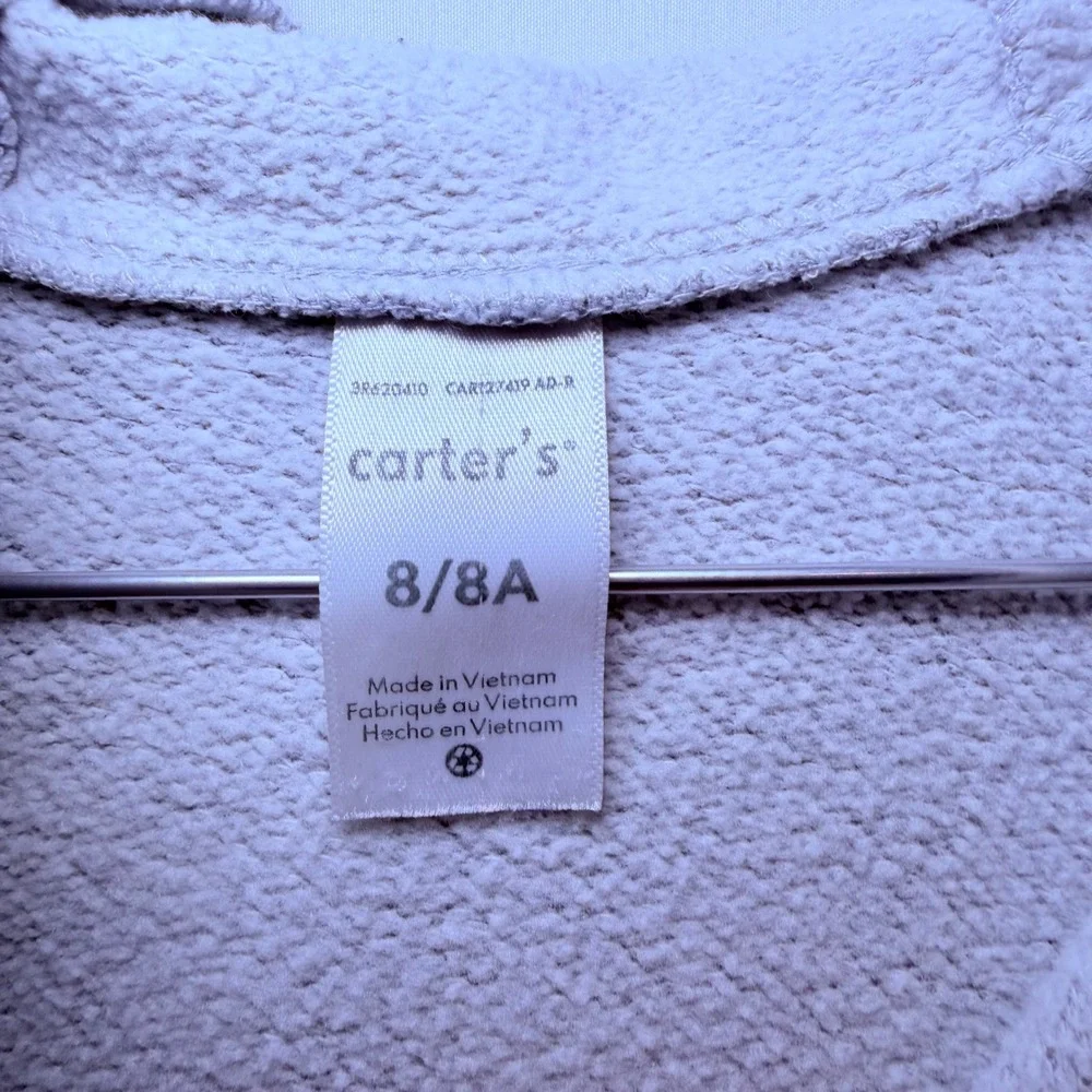Carters Kids Heather Gray‎ Zip Up Hoodie Navy Side Stripe Fleece Sweatshirt 8/8A